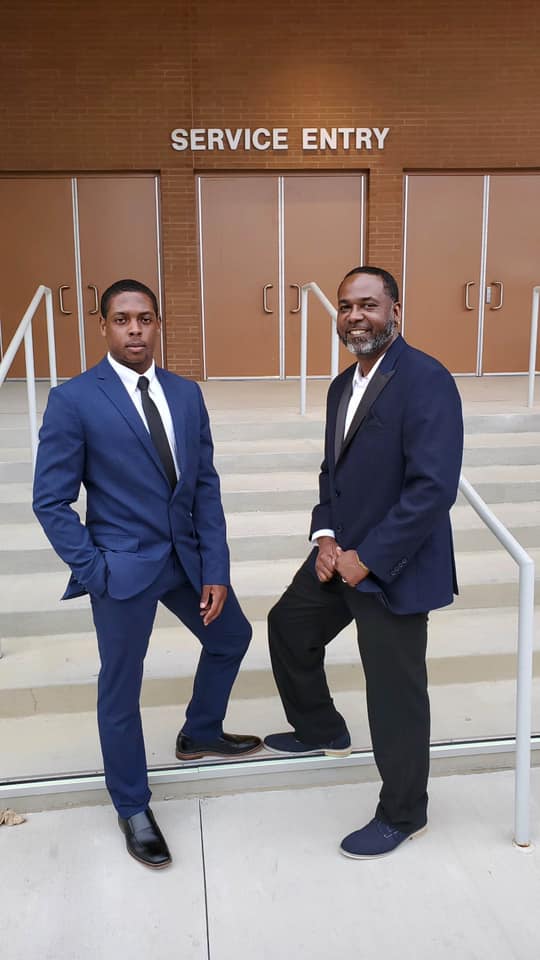 Adrian Ferguson with his son, Jordan Ferguson, at Fayetteville State.